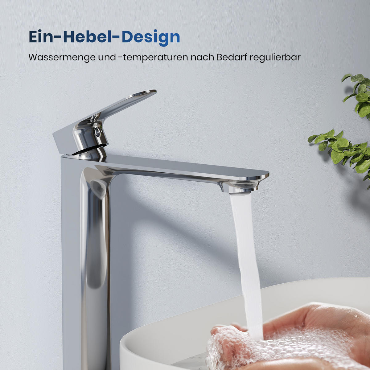 WASCHTISCHARMATUR aus 4MS-Messing Verchromt 21,5 cm - Chromfarben, Metall (21.5/4.9/26.9cm) - EMKE