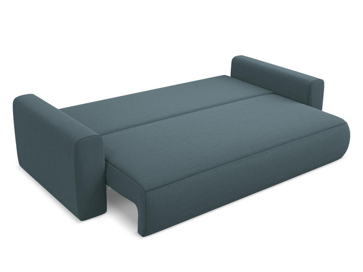 3-SITZER SOFA mit Schlaffunktion Samt Stoff Blau - Blau/Petrol, Kunststoff/Textil (238/82/105cm) - Makamii