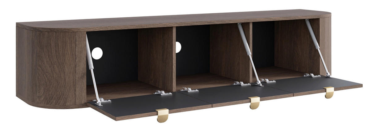 TV stolek Coru, dub, 175 cm - tmavě hnědá, kov/kompozitní dřevo (175.4/35/39.1cm) - Selsey