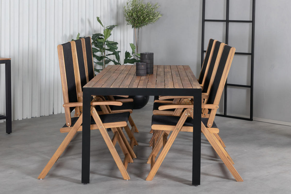 GARTENTISCHGRUPPE Schwarz - Schwarz, Holzwerkstoff - ebuy24