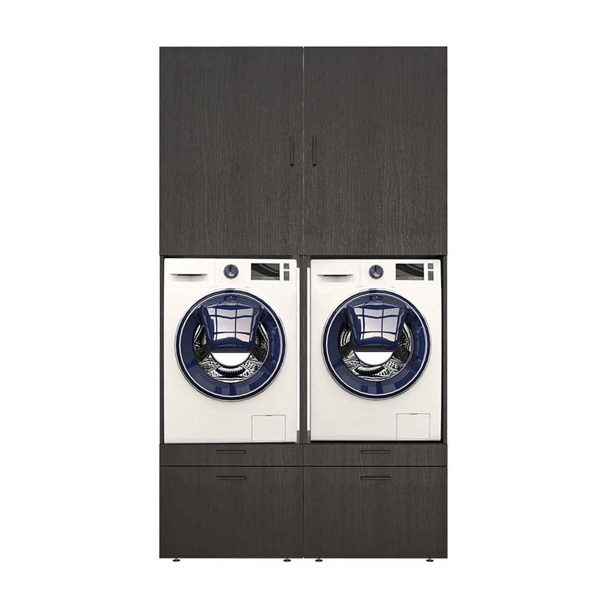 WASCHMASCHINENSCHRANK Serie 2 134cm Breit, 240cm Hoch - Schwarz, Holzwerkstoff (134/240/67cm)