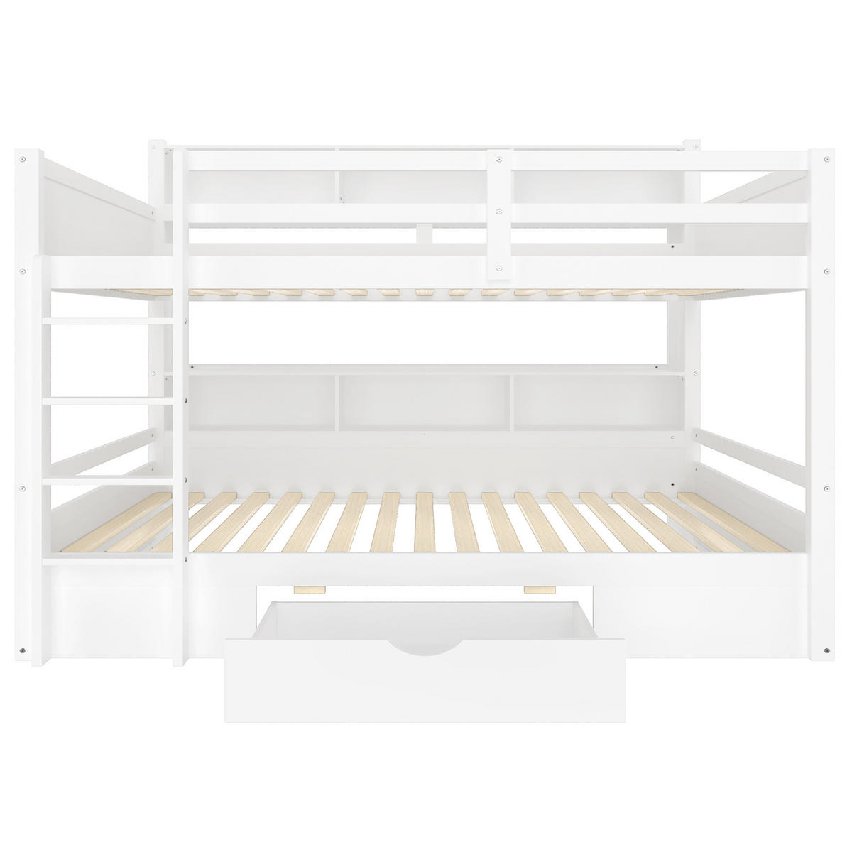 ETAGENBETT 90/200 cm aus Kiefer und MDF mit Schublade und Ablagefächern Weiß - Weiß, Holz (90/200cm) - Modenvie