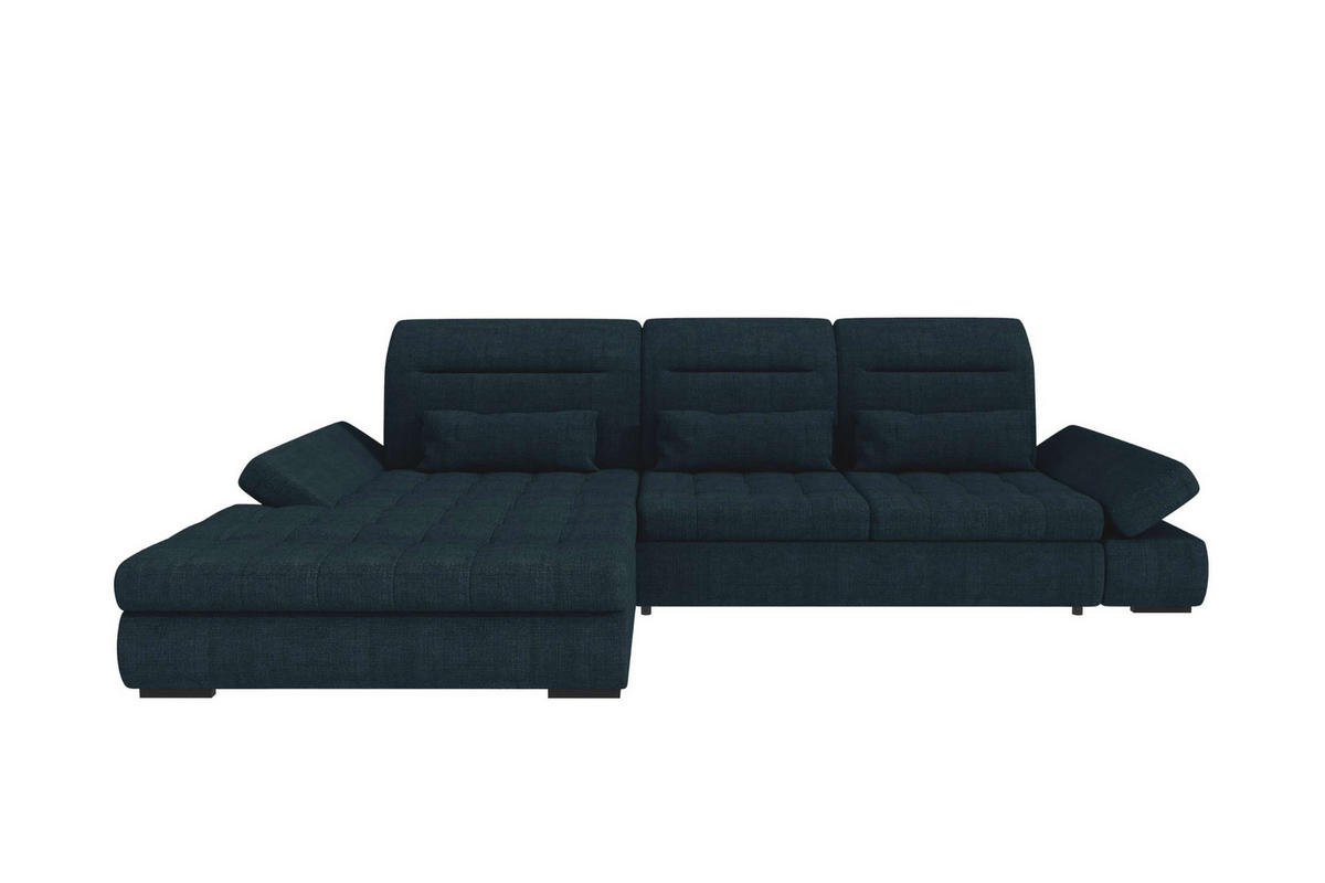 ECKSOFA Toscana Plus Velours inkl. Schlaffunktion - Dunkelblau, Textil (179/300cm) - 99rooms