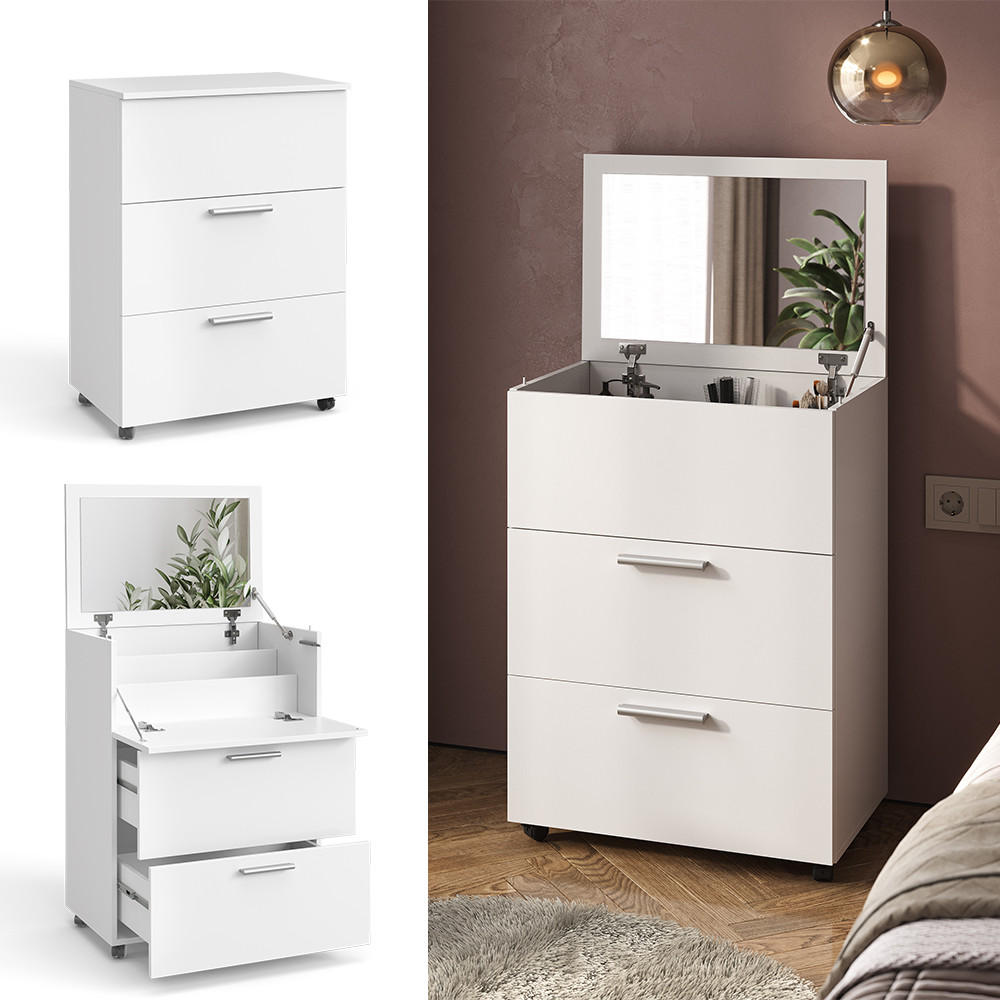 SCHMINKTISCH Hanna Weiß 65.8 cm mit 2 Schubladen - Weiß, Holzwerkstoff (65.8/91.6/41.6cm) - Vicco