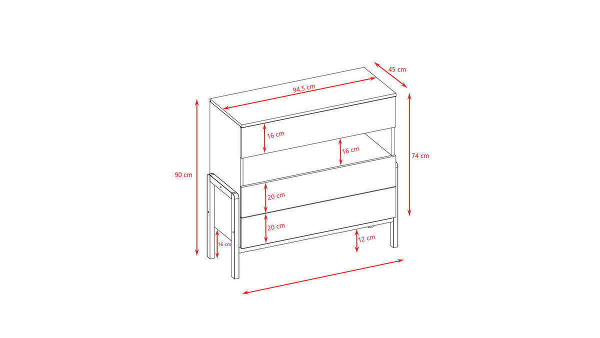 KOMMODE VICTOR Weiß 94/90/45 - Weiß, Holzwerkstoff (94/90/45cm) - RAUMHIRSCH FURNITURE