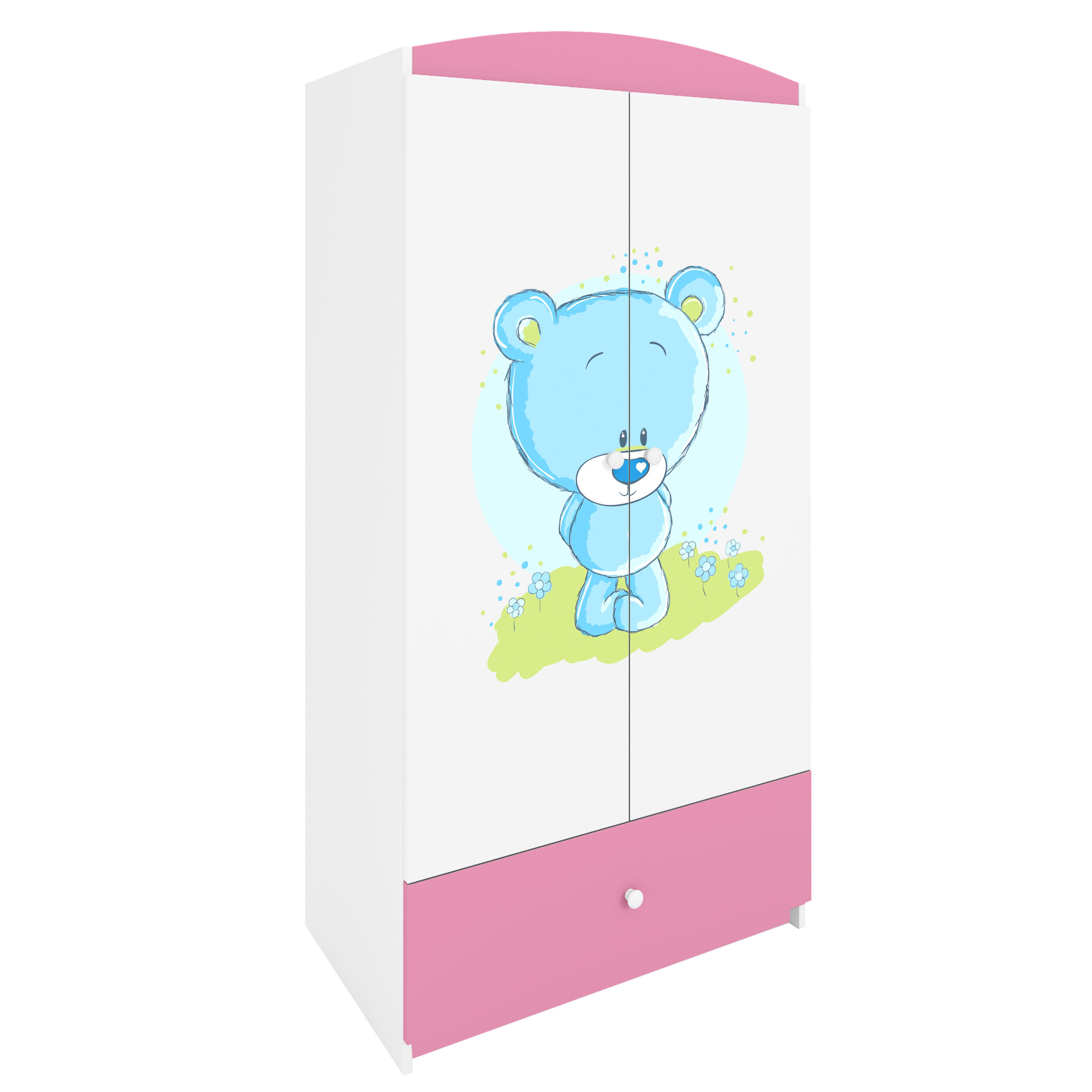 KINDERKLEIDERSCHRANK Blaubär - Hellrosa, Holzwerkstoff (90/175/52cm) - RAUMHIRSCH FURNITURE
