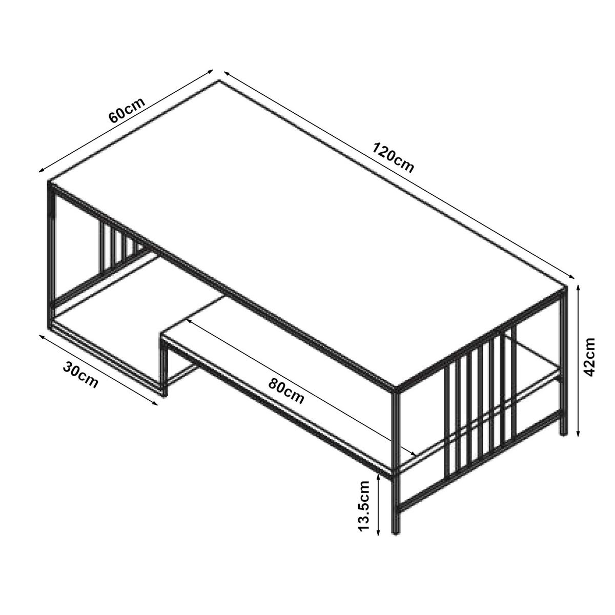 KONFERENČNÍ STOLEK Klibro 120/60/42 cm - černá/zlatá, kov/kompozitní dřevo (60/120/42cm) - [en.casa]