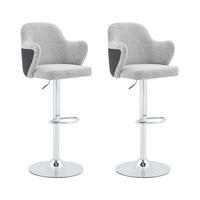 BARHOCKER höhenverstellbar drehbar Stoff Hellgrau 2er-Set - Hellgrau, Metall (37.6/118/45cm) - Meubliv
