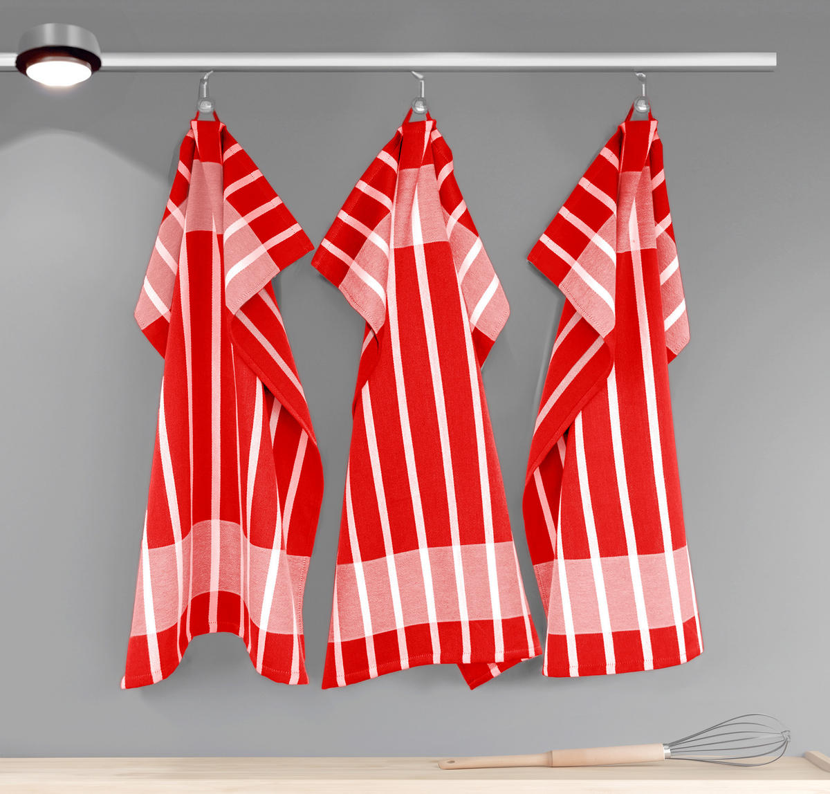 GESCHIRRTÜCHER 50x70 cm, 6er Set, Lüttich Rot - Weiß - Rot/Weiß, Textil (50/70cm) - Lashuma