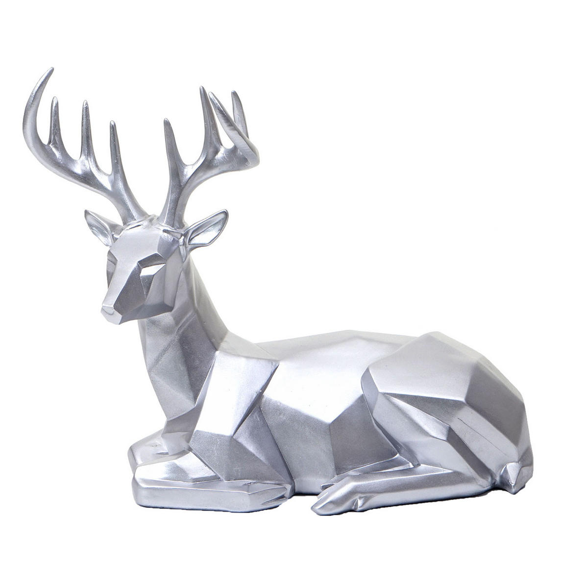 DEKO FIGUR HIRSCH Silber - Silberfarben, Stein (33/30/15cm) - MCW