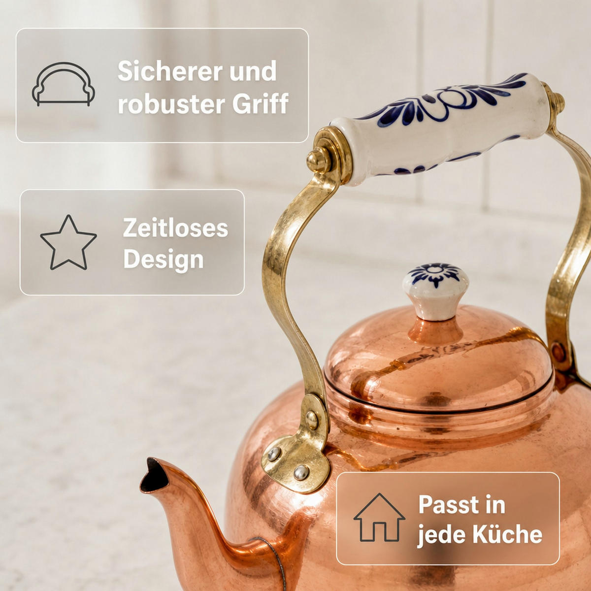 WASSERKESSEL - Kupferfarben, Keramik/Metall (20cm) - ich-zapfe