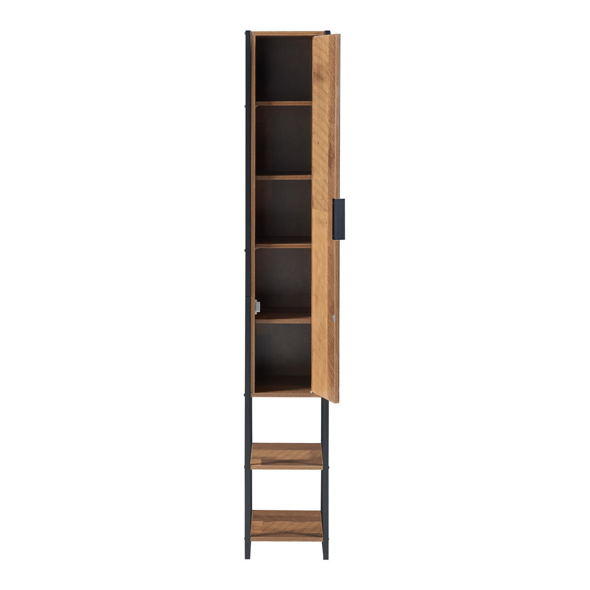 HOCHSCHRANK Namsskogan - Walnussfarben/Schwarz, Holzwerkstoff/Metall (24/160/30cm) - [en.casa]
