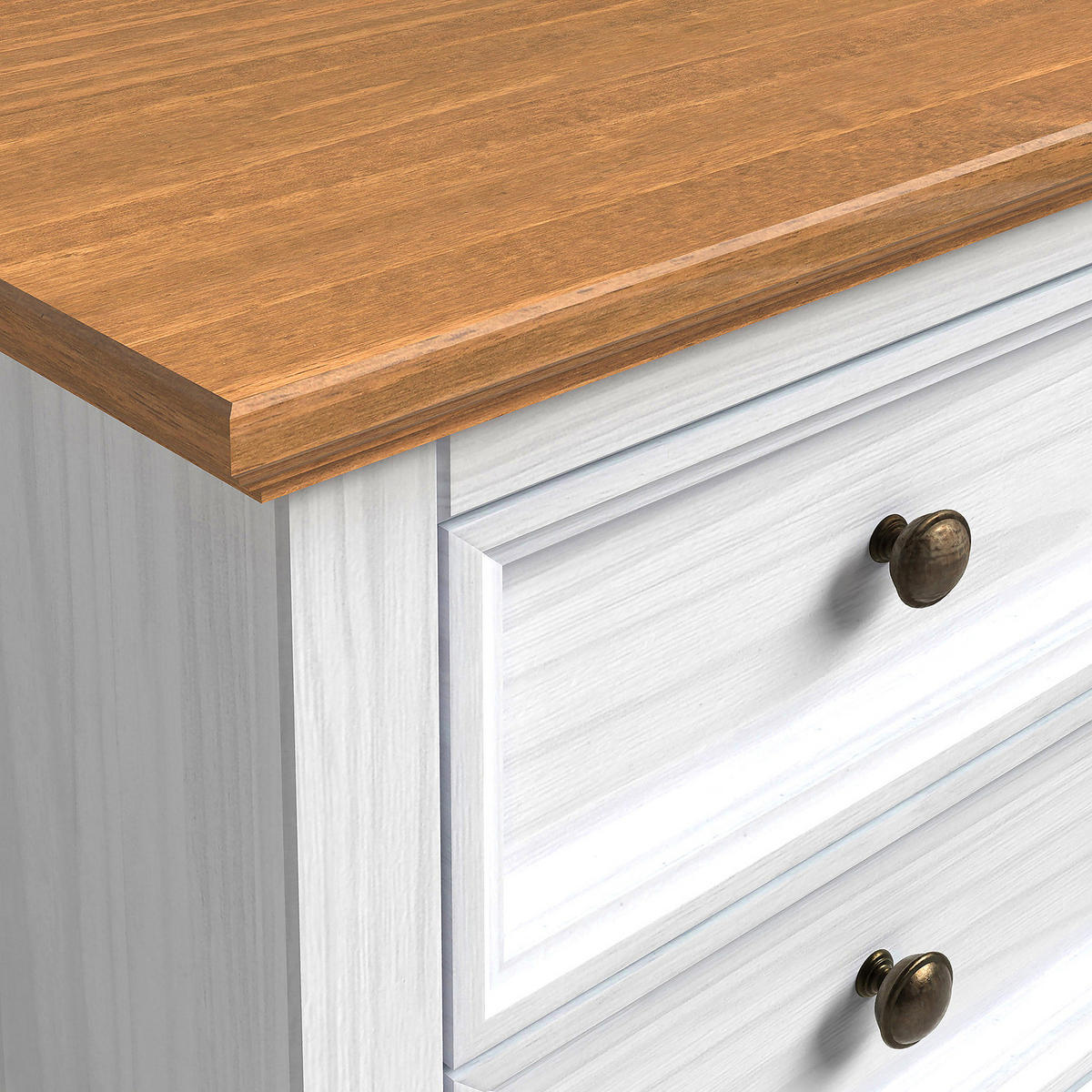 MASSIVE NACHTKOMMODE - Kiefer - Braun/Weiß, Holz/Metall (48/50/39cm) - home24