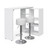 BARTISCH-SET Vega Weiß 138 x 39 cm mit 2 Barhockern - Weiß, Holzwerkstoff (138/110.4/39cm) - Vicco