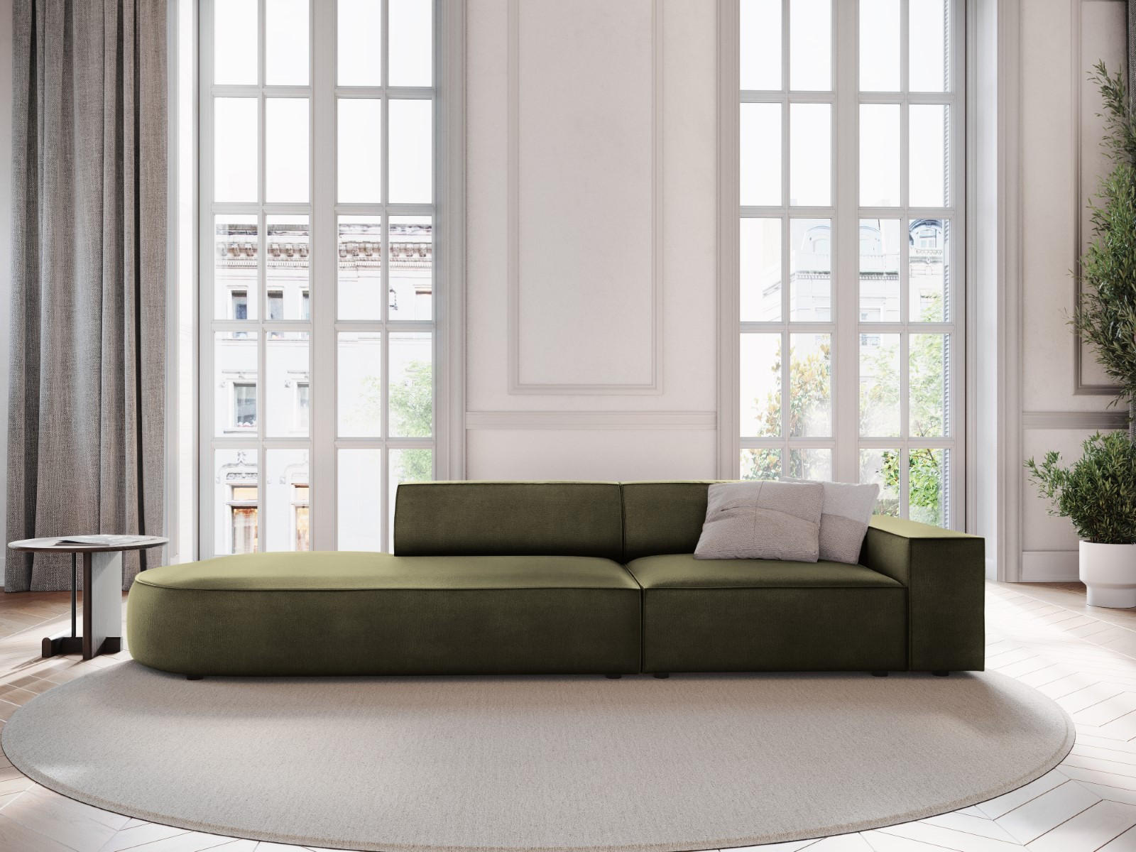 Thumbnail - Micadoni Linkes-Sofa, Grün, Textil, 3-Sitzer, 262x70x102 cm, Hergestellt in Europa, Oeko-Tex®, Wohnzimmer, Sofas & Couch...