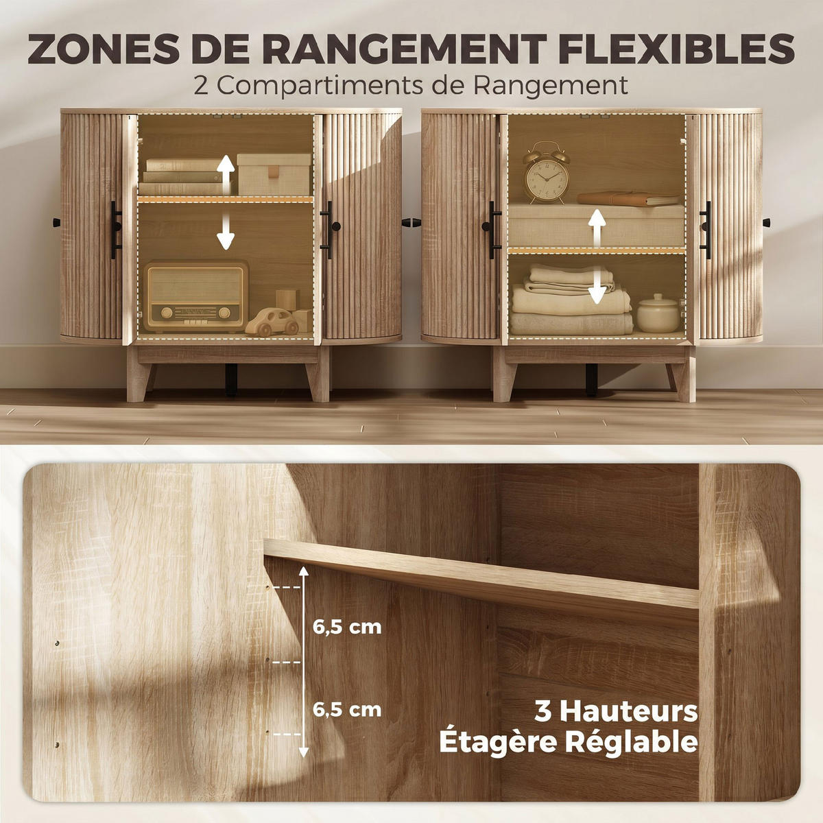 SIDEBOARD Eiche-Nachbildung, 4 Türen, 90/40/76 cm - Eichefarben, Holz (90/76/40cm) - PANGIVO