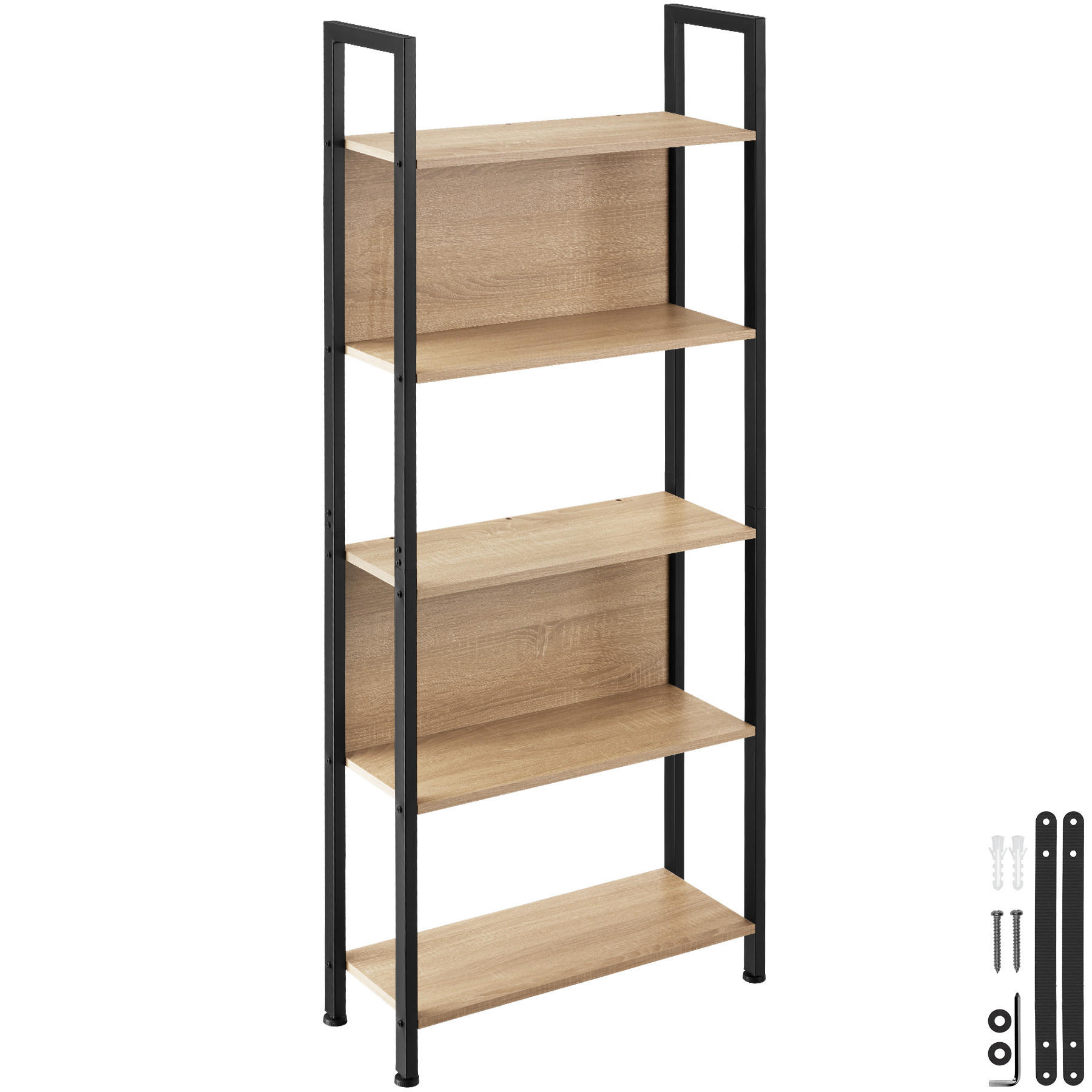 REGAL Westport,inklusive Kippschutz, 62 x 24 x 165,5 cm,Industrial Holz hell, Eiche Sonoma - Naturfarben, Holzwerkstoff (24/165.5/62cm) - tectake