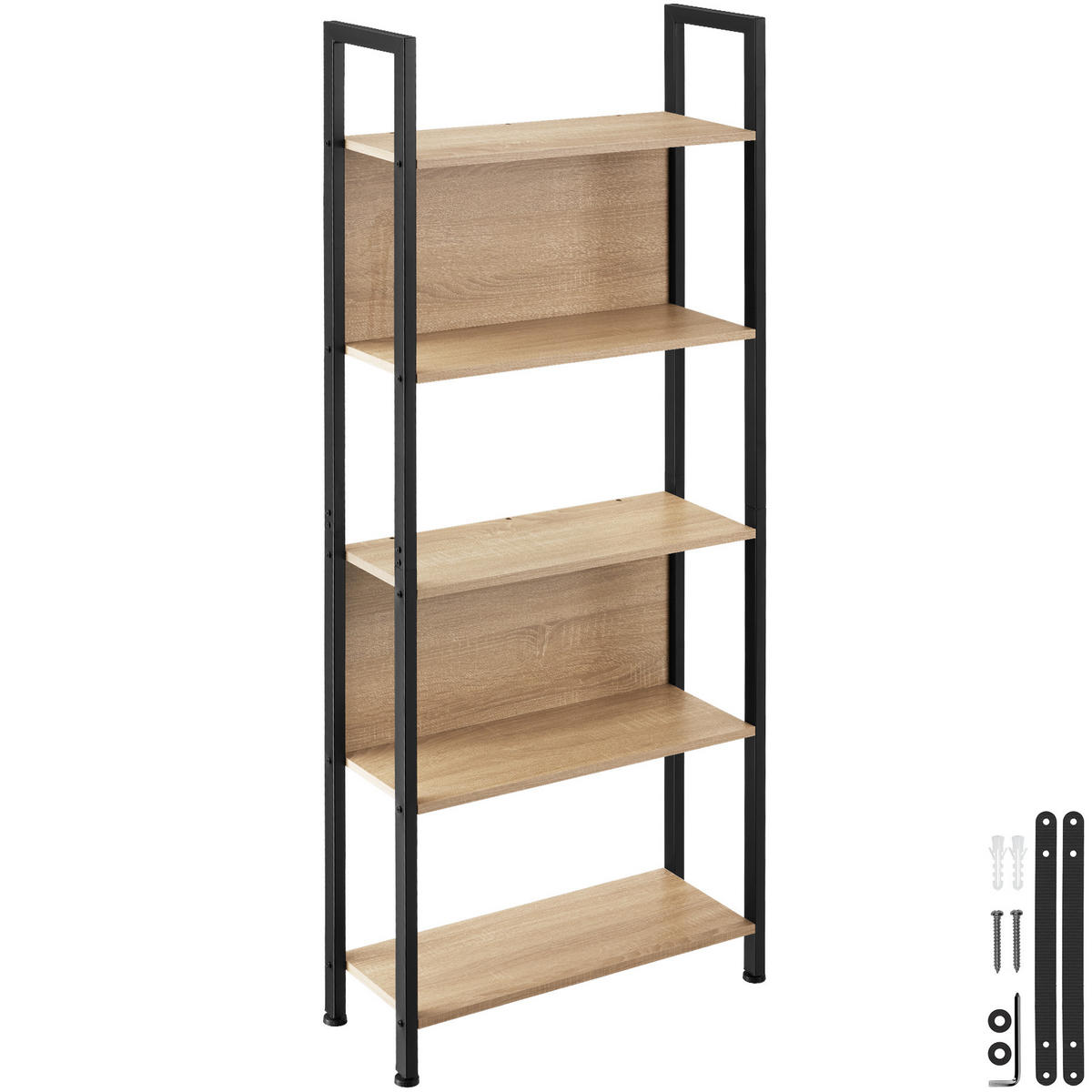 REGAL Westport,inklusive Kippschutz, 62 x 24 x 165,5 cm,Industrial Holz hell, Eiche Sonoma - Naturfarben, Holzwerkstoff (24/165.5/62cm) - tectake