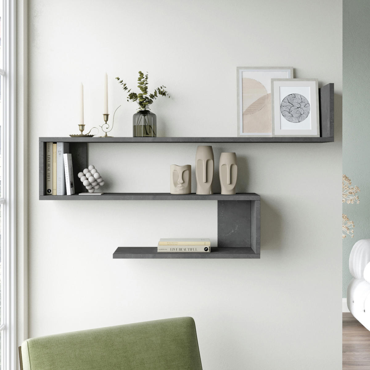 WANDREGAL Kitee - Grau, Holzwerkstoff (120/71.5/14.5cm) - [en.casa]
