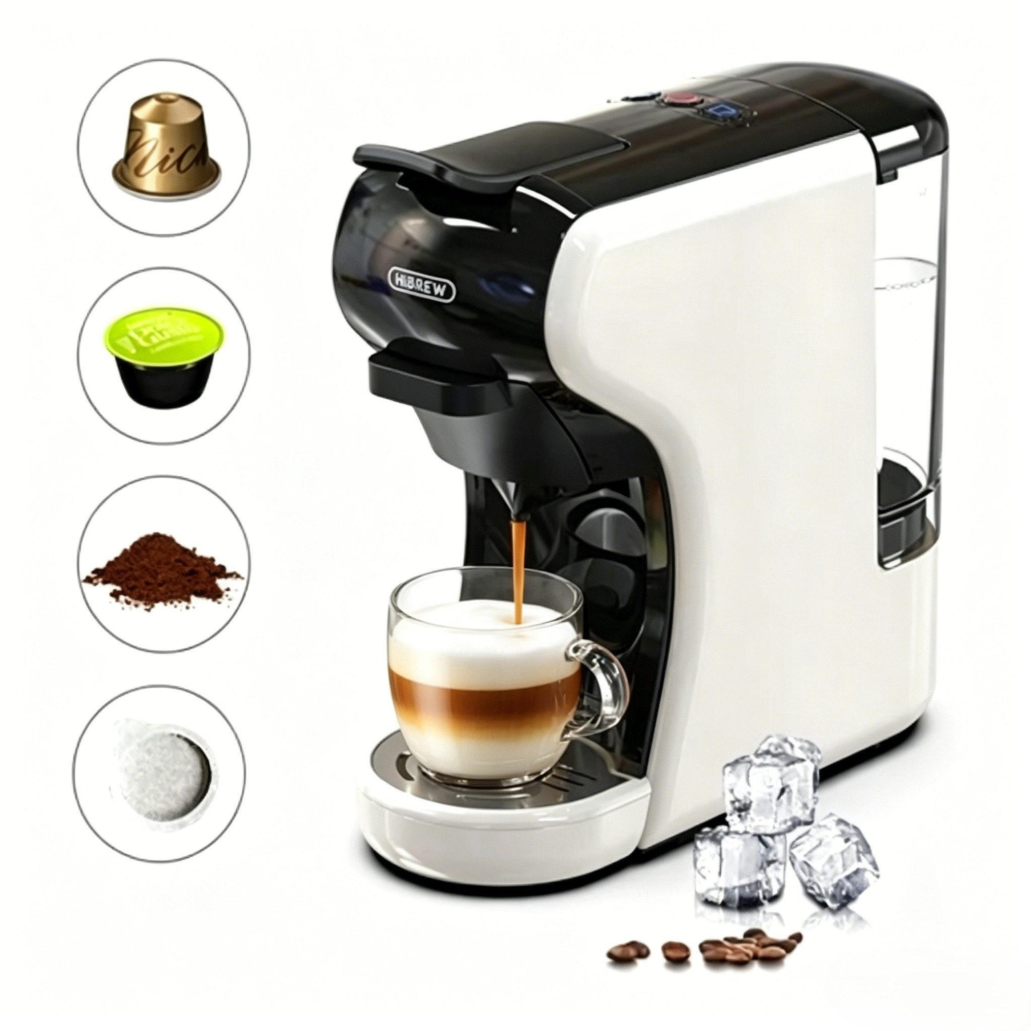 ESPRESSOMASCHINE 5-in-1, 20 Bar für Nes/DG/K-Cup/ESE Pads/Pulver - Weiß, Metall (11/26/26cm) - BEXEVUE