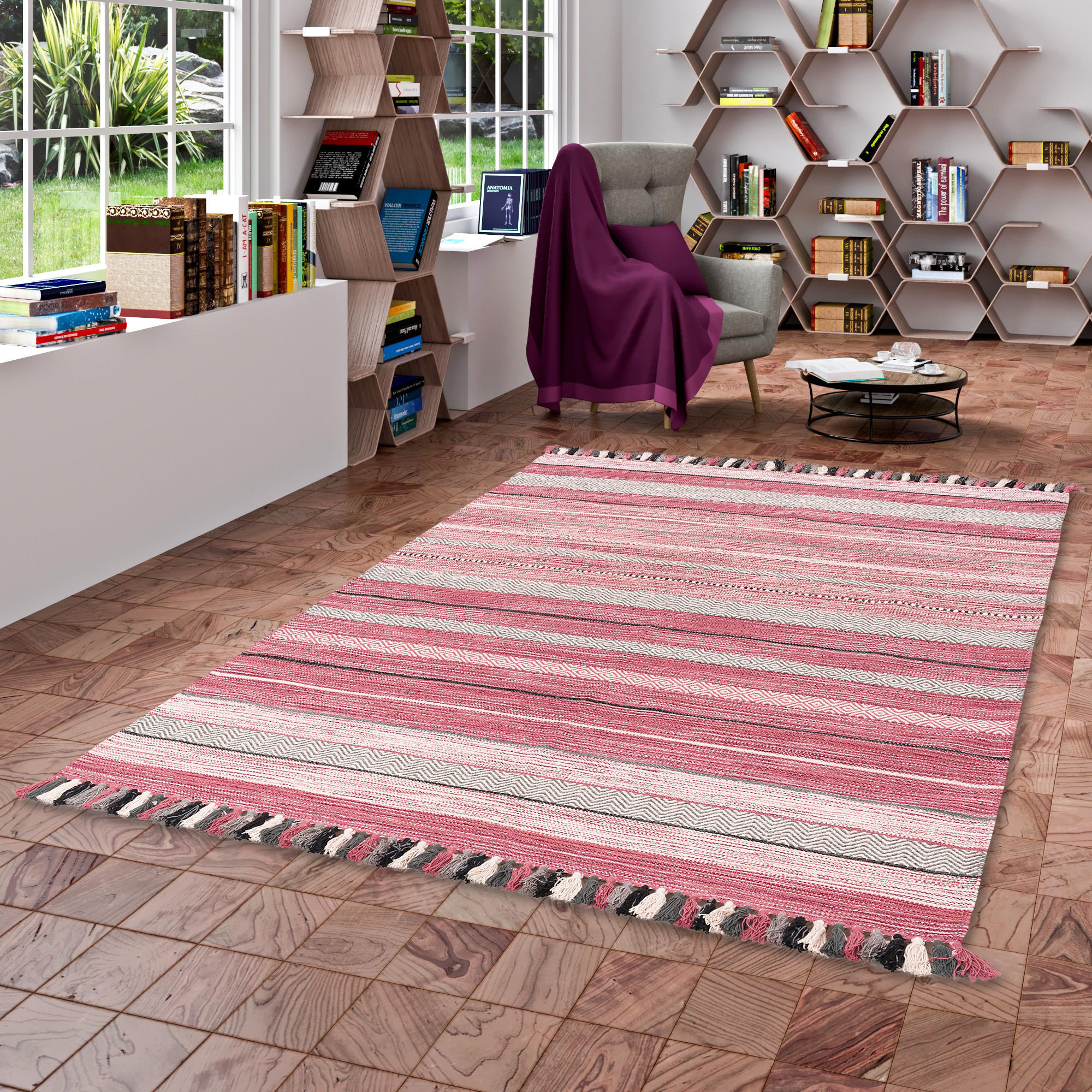 NATUR TEPPICH KELIM KALLEEN - Rosa, Textil (170/240cm) - Pergamon