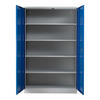 STAHLSCHRANK Bee mit 10 lackierten Fachböden 195x120x42 cm Korpusfarbe Lichtgrau Frontfarbe Enzianblau - Blau, Metall (120/195/42cm)