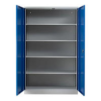 STAHLSCHRANK Bee mit 10 lackierten Fachböden 195x120x42 cm Korpusfarbe Lichtgrau Frontfarbe Enzianblau - Blau, Metall (120/195/42cm)