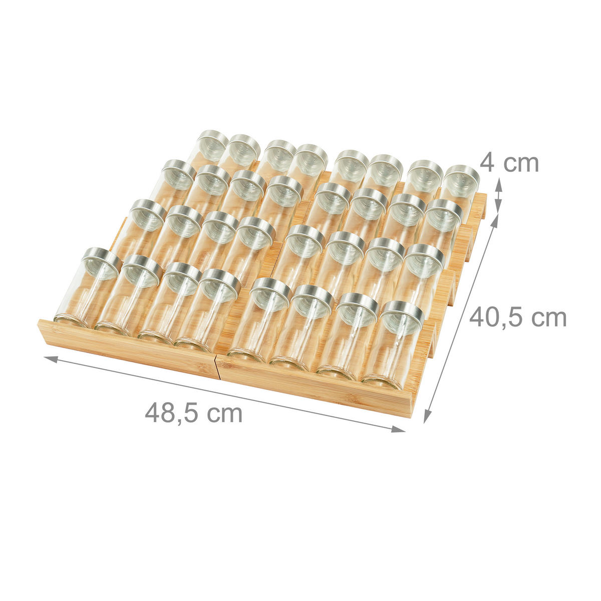 8XGEWÜRZREGAL - Hellbraun, Holz (20/4/11.5cm) - Relaxdays