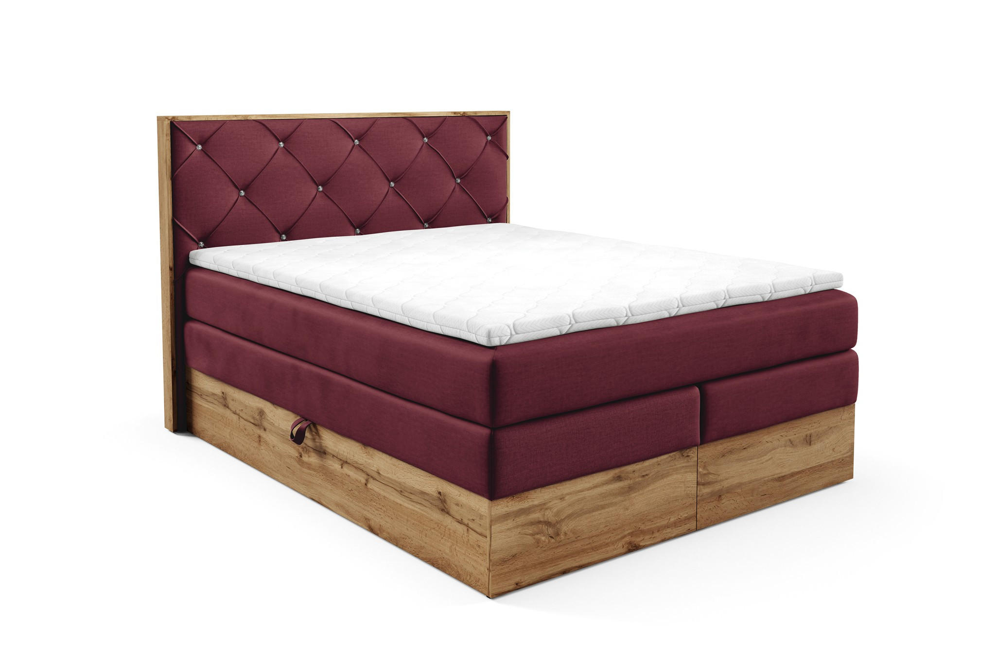 BOXSPRINGBETT Navel - Bordeaux, Holzwerkstoff/Textil (160/200cm) - Fun Möbel