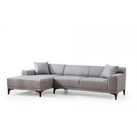 ECKSOFA modern inklusive Zierkissen - Hellgrau/Schwarz, Holz/Kunststoff (250/145cm) - myHomelando