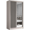 SCHWEBETÜRENSCHRANK Helix II 120/216/61 kaschmir+schwarz mit Schubladen - Kaschmir/Schwarz, Holzwerkstoff (120/216/61cm) - Beautysofa