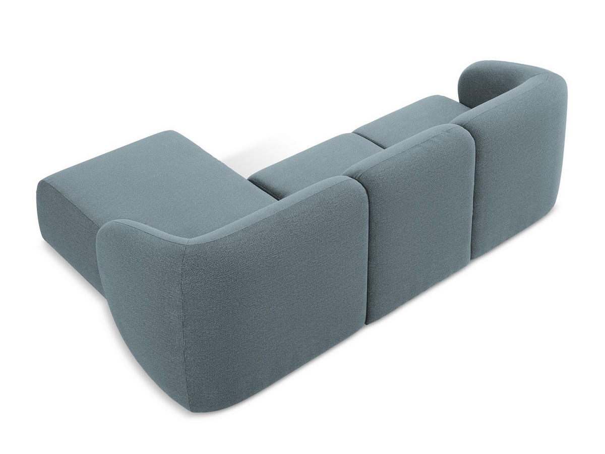 SOFAELEMENT Rechts Samt Stoff Blau - Schwarz/Hellblau, Holzwerkstoff/Kunststoff (91/75/166cm) - Makamii