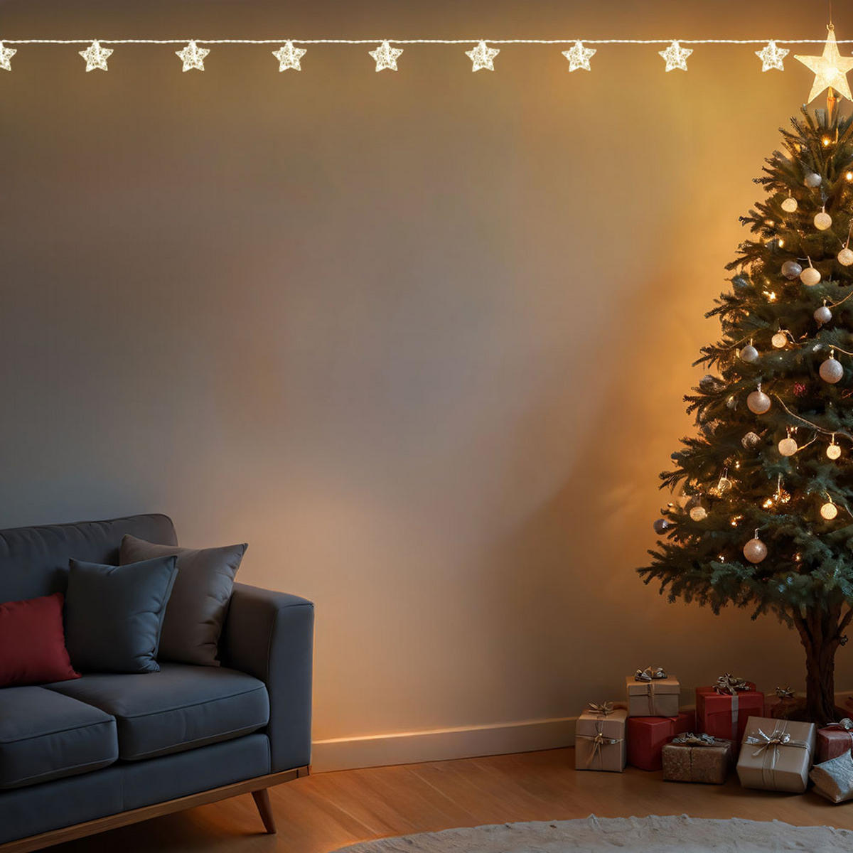 LED LICHTERKETTE Batterie Warmweiß - Klar, Metall (165/1.5/5.5cm) - Globo Lighting