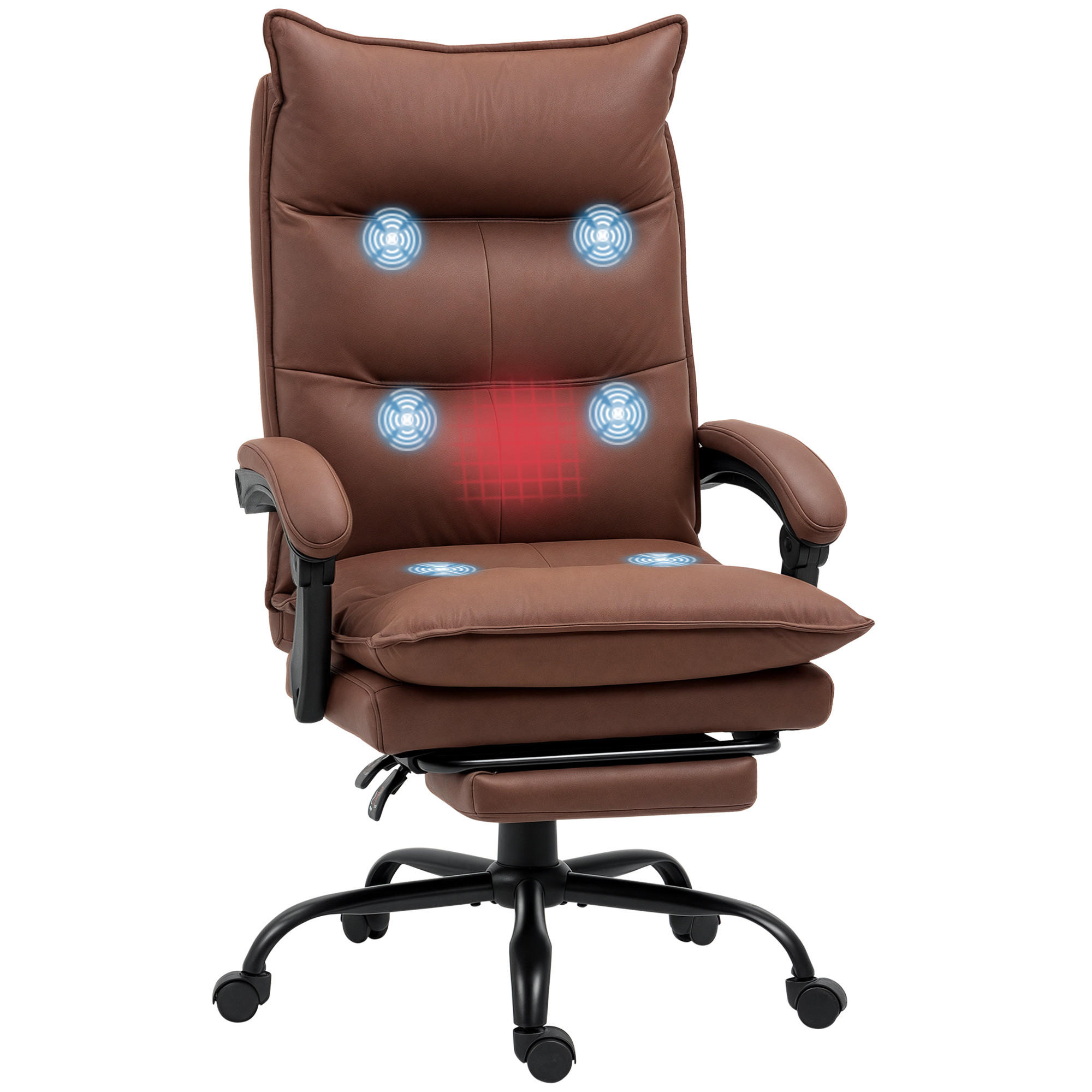 MASSAGE-BÜROSTUHL, Mikrofaser, Braun - Braun, Kunststoff (74/121.5/66cm) - Vinsetto