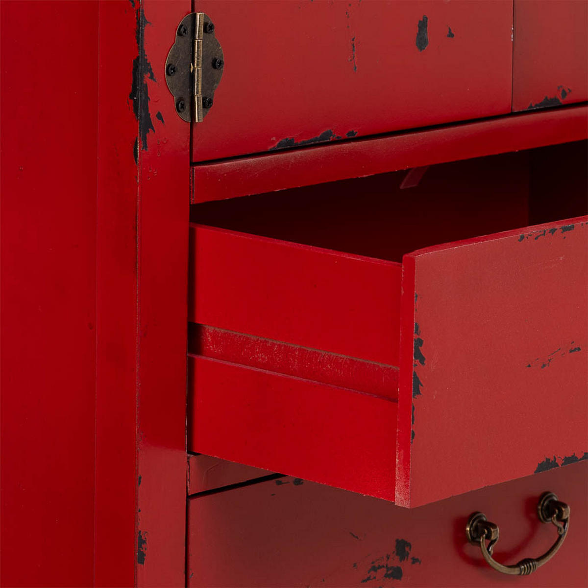 HOLZSCHRANK mit 4 schubladen und 2 türen 60x40x140 cm rot - Rot, Holz (60/140/40cm) - Wanderlust