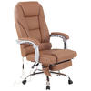 CHEFSESSEL Echtleder Hellbraun - Chromfarben/Hellbraun, Leder/Metall (69/118/64cm) - CLP