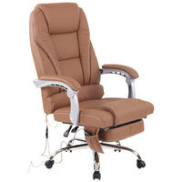 CHEFSESSEL Echtleder Hellbraun - Chromfarben/Hellbraun, Leder/Metall (69/118/64cm) - CLP