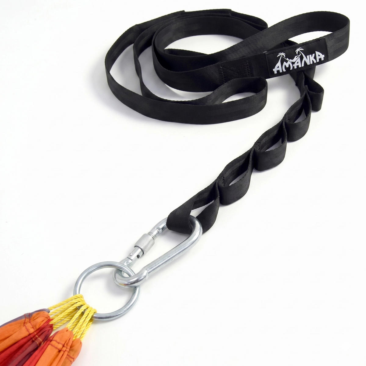 HÄNGEMATTENBEFESTIGUNG Ronny mit Karabiner und 2 Riemen - Braun, Kunststoff (280cm) - Amanka
