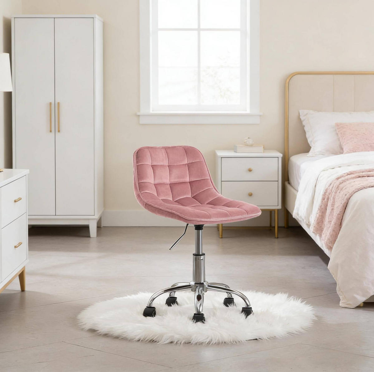 BÜROSTUHL drehbar höhenverstellbar Samt Pink - Pink, Metall (43/67.5/43cm) - Meubliv