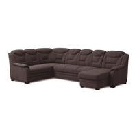 WOHNLANDSCHAFT mit Schlaffunktion und Bettkasten – weiches Chenille-Gewebe - Dunkelbraun/Schwarz, Holz/Kunststoff (330/99/211cm) - Cotta