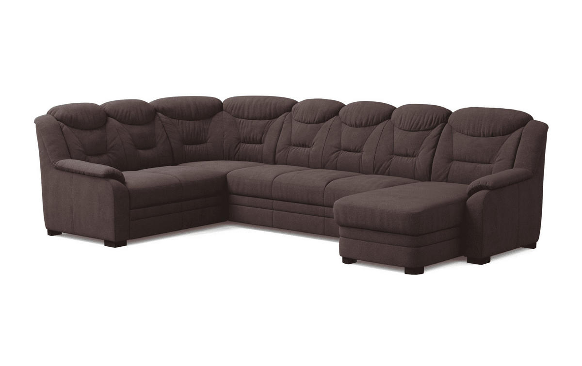 WOHNLANDSCHAFT mit Schlaffunktion und Bettkasten – weiches Chenille-Gewebe - Dunkelbraun/Schwarz, Holz/Kunststoff (330/99/211cm) - Cotta