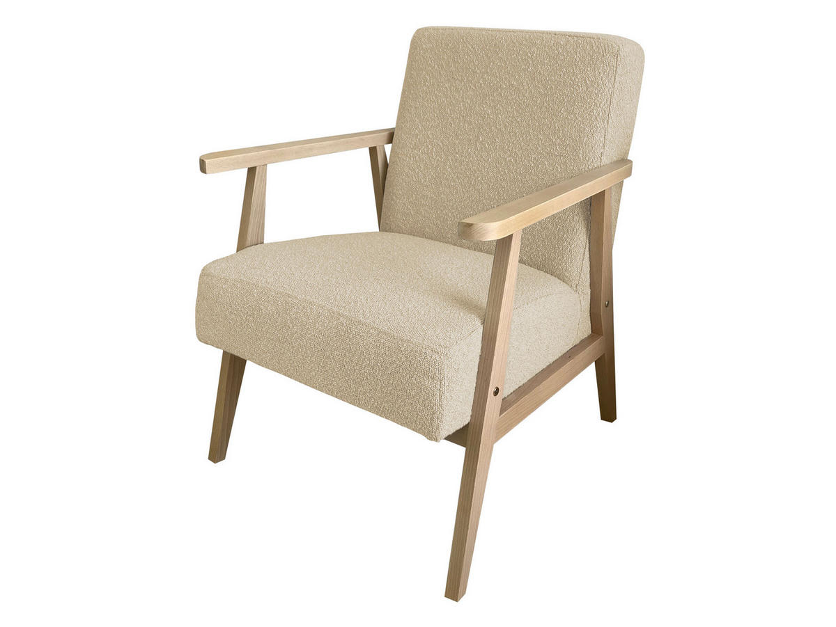 SESSEL Retro Boucle - Naturfarben, Holz/Textil (59/76/67cm) - MIRJAN24