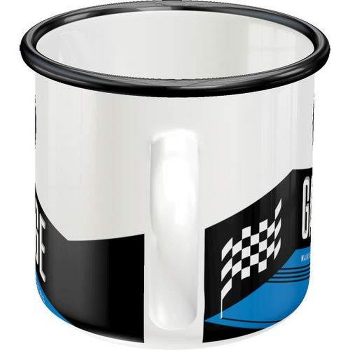 EMAILLE-BECHER 360 ml BMW Garage - Blau/Schwarz, Metall (0.36L) - Nostalgic-Art