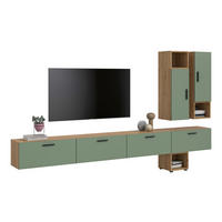 WOHNWAND The One Smoke Green 300/34/178 cm - Braun, Holzwerkstoff (300/178/34cm) - Xonox