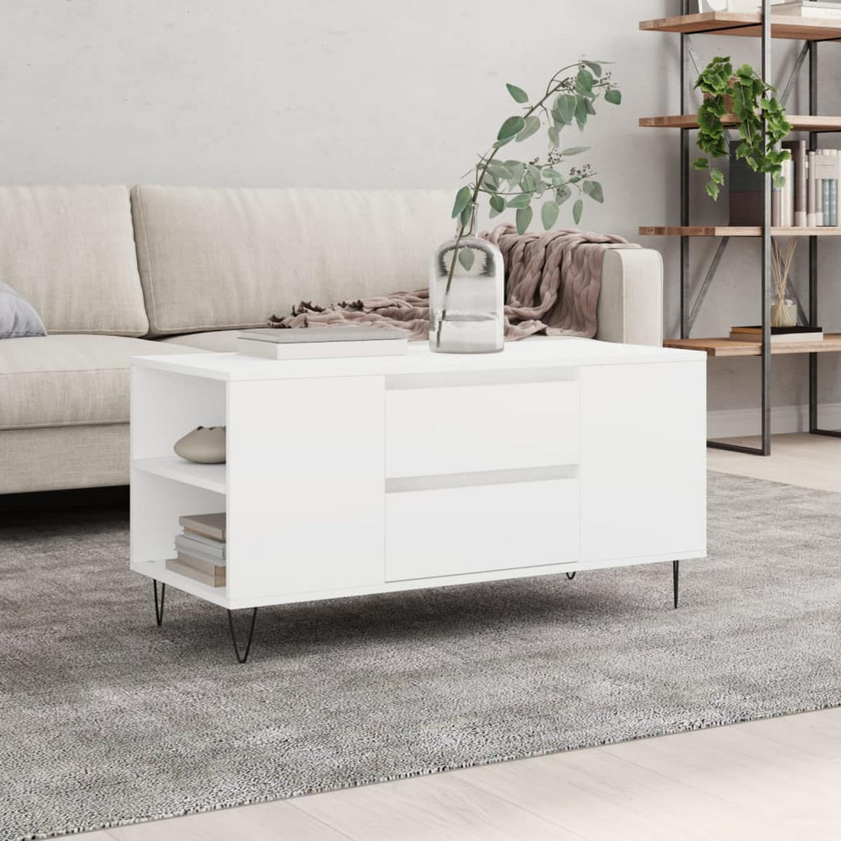 COUCHTISCH Weiß 102x44,5x50 cm Holzwerkstoff - Weiß, Holzwerkstoff (102/44.5/50cm) - furnicato