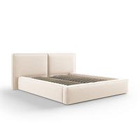 BETT mit Bettkasten und Kopfteil Jodie aus Samt leichtes beige 160x200cm - Beige, Textil (160/200cm) - Micadoni