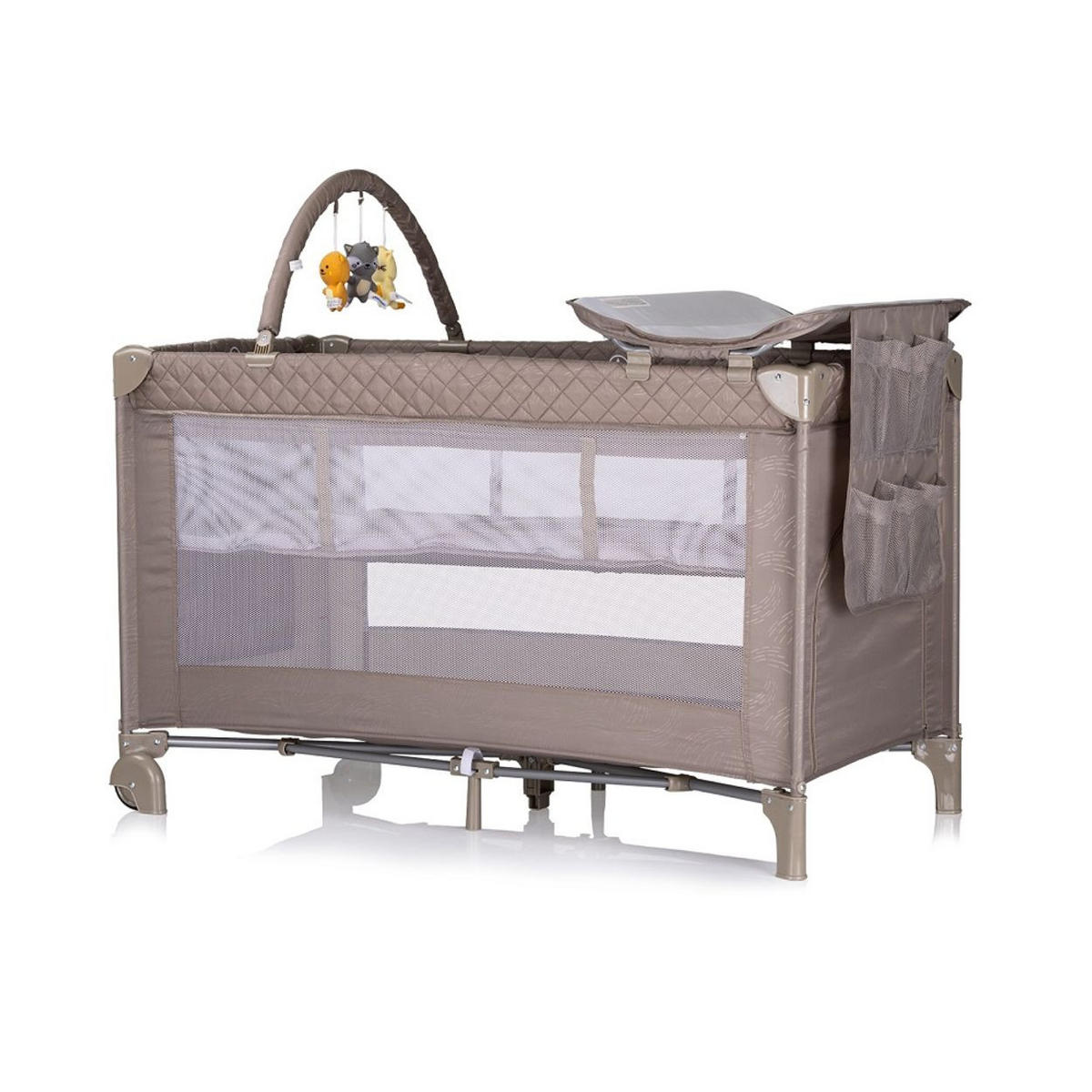 REISEBETT Luna 2 Ebenen dunkelbraun Wickelauflage klappbar Spielbogen Faltmatratze - Cappuccino, Kunststoff (60/120cm) - Chipolino