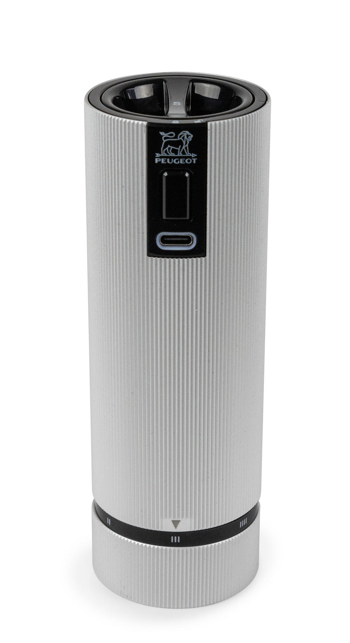 MÜHLENSET Elektrisch Line 15cm Pfeffer- & Salzmühle Aluminium Zirkonia-Mahlwerk - Grau, Metall (10.4/15/5.2cm) - PEUGEOT