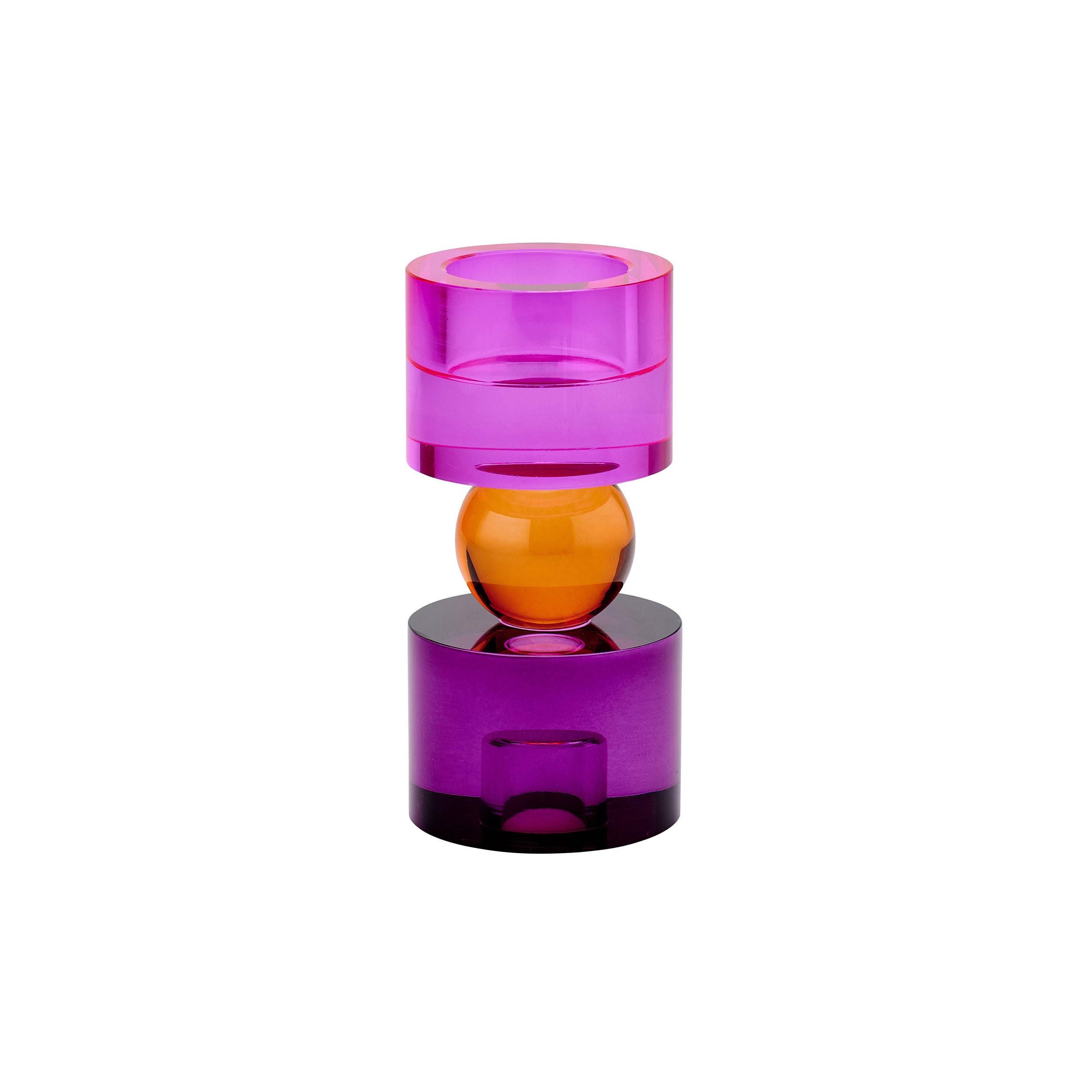 KERZENHALTER Sari S, Kristallglas, Pink, Orange, Lila, 15.2 cm - Pink, Glas (11/19/11cm) - Gift Company