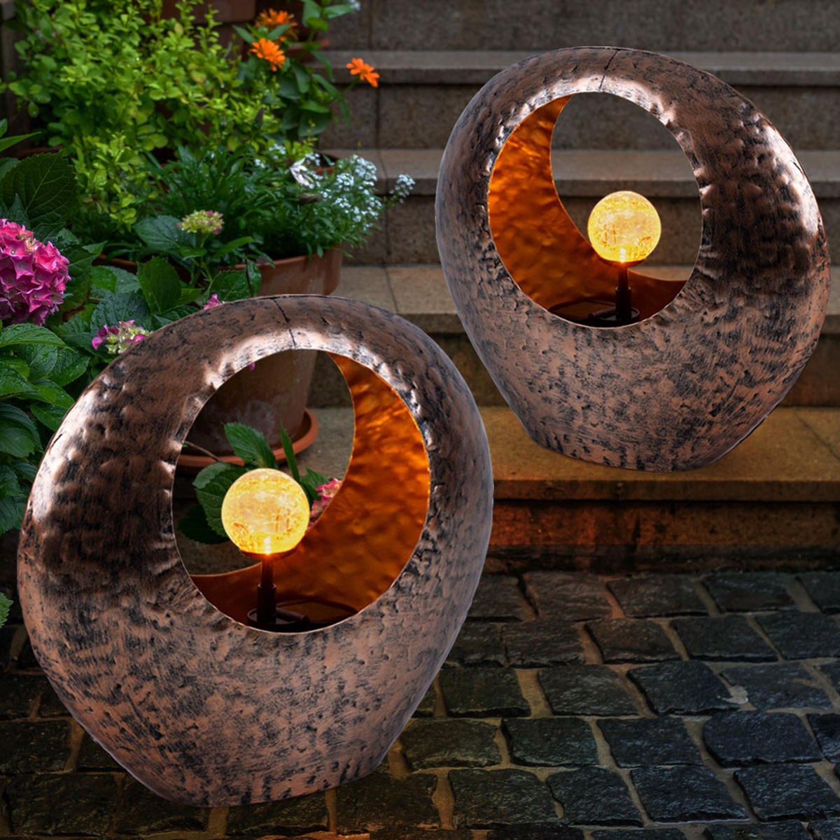 LED AUSSENLEUCHTE Metall Messing - Messingfarben, Glas (35/13.5/37cm) - Globo Lighting